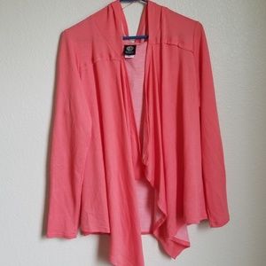 Hooded coral cardigan